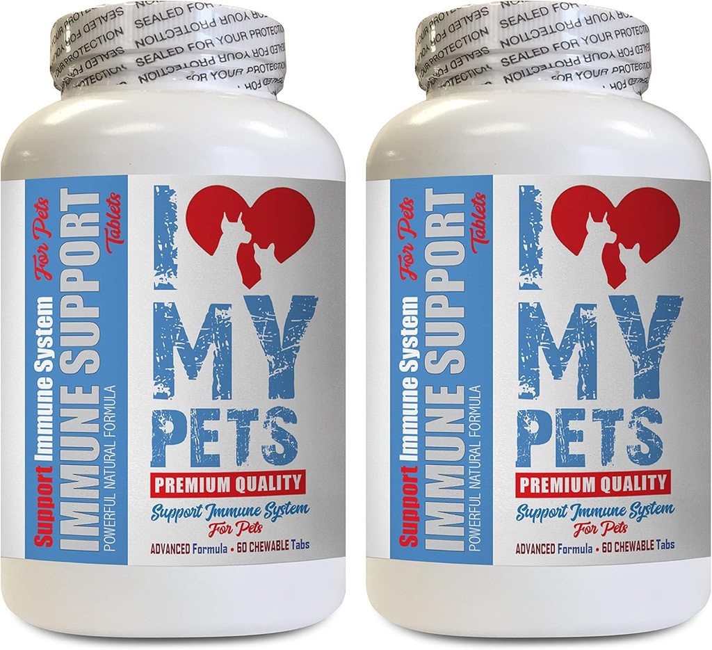 I LOVE MY PETS LLC Vanhempi kissa Supplement - PET Immuuni tuki - Koirat ja kissat - Booster - Terve - Turmeeriset kissat - 120 herkkuja (2 pullot)