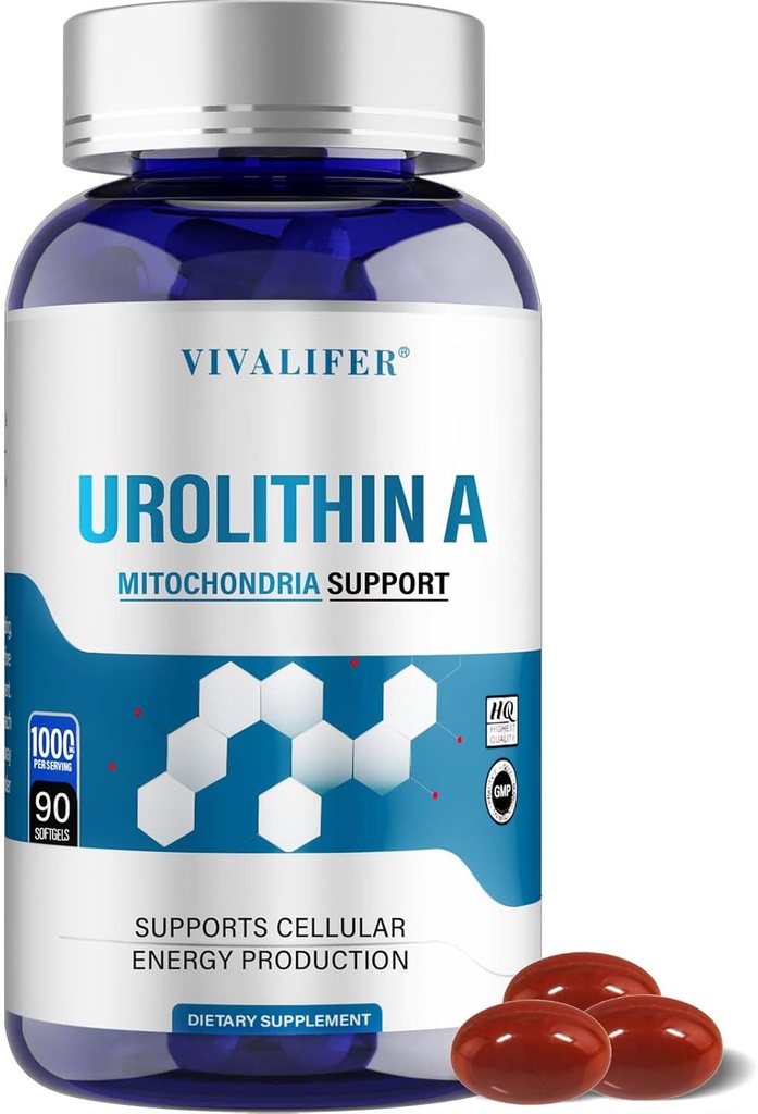 1000 MG Urolithin A Supplement, 90 Softgels Tehokas antioksidantteja terveen ikääntymisen ja tehostettu Mitokondrioiden tuki, solujen korjaus