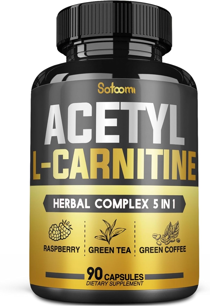 5in1 Acetyl L-Carnitine Complex Capsules - 2600mg Daily - Body, Brain & Immune Health Support - Kombinerat Alpha Lipoic Acid, Green Tea, Green Coffee Bean & Raspberry Ketones - 90 grejer för 3 månader
