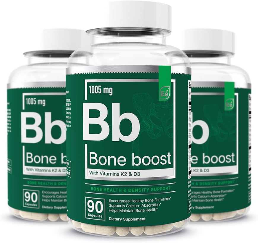 Essential Elements Bone Boost Health täydennysosa - Luun tuki ja kalsium täydentää D-vitamiini 3, K2, Cissus Quadrangularis varten luun vahvuus - 270 kapselia (90 päivän tarjonta) (3-pakkaus)