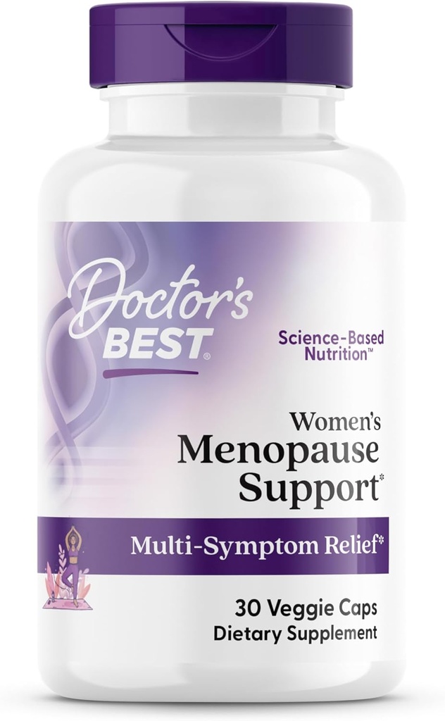 Doctor's Best Womens Menopause Support (Soy Isoflavone, Black Cohosh, Chaste Tree), Multi-Symptom Relief, Ei-GMO, Gluteeniton, Vegaaninen 30 Kasvis Caps