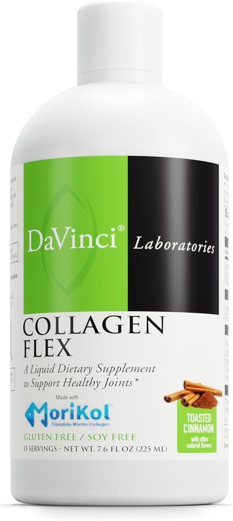 DAVINCI Labs - Collagen Flex - Nestemäinen ruokavalio täydentää tukea Terveitä niveliä - Paahdettu kaneli - Gluteeniton, soijaton - 7,6 fl oz