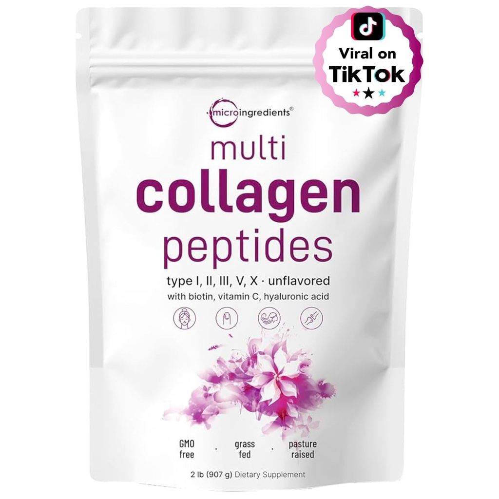 Mikroaineet Multi Collagen Peptides Powder, 2lb 