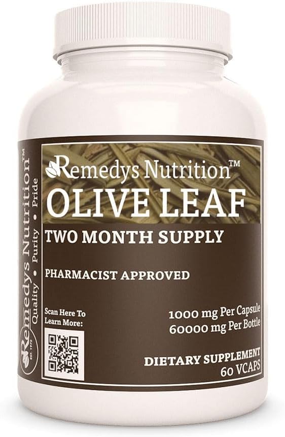 Remedy ravitsemus Olive Leaf 1000 mg, 60 vegaaninen kapselit Kasviperäisiä ravintolisät kahden kuukauden toimitus