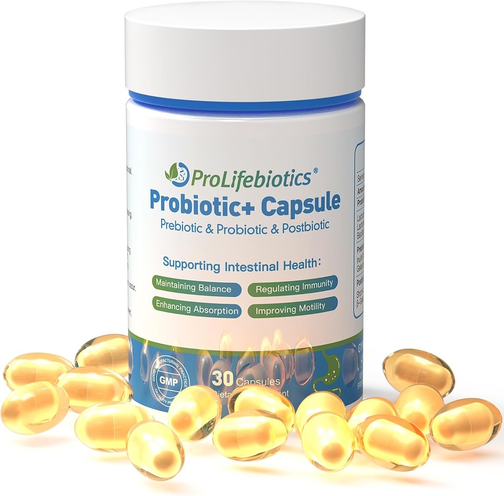 3-i-1 Probiotika för tarm och matsmältningshälsa, immunstöd, tillägg som stöder ockasionell förstoppning,Diarrhea,Gas,Bloating,Delayed-Released Designed to Thrive, 30 Vegan Capsules