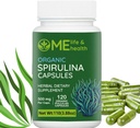ME LIFE & TERVEYS Spirulina kapselit, 100% Orgaaninen spirulina jauhe (120 ct) 500 mg Rikasta proteiinia, A-vitamiinia, B12 Antioksidantteja ja vitamiineja, vegaaneja, luonnollisia ja puhdasta spirulinaaa, ei- gammaglutamaattia ja gluteenia