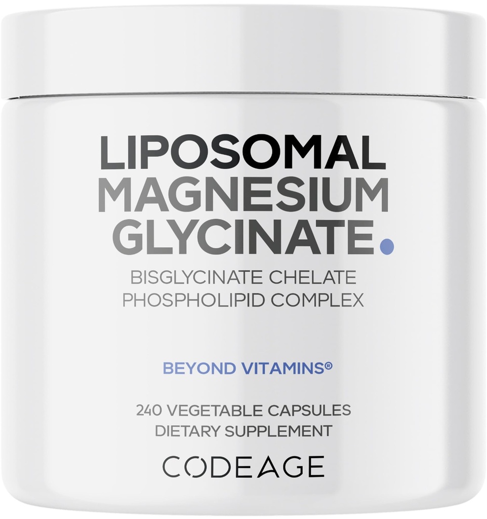 Codeage Liposomaalinen magnesium Glycinate täydennysosa, 2-kuukautinen, bisglysinaatti Magnesium kelaatti, kelated magnesium Mineraalipillerit, BioPerine Black Pepper Vitamiinit kapselit, ei-GMO Vegaani, 240 lla