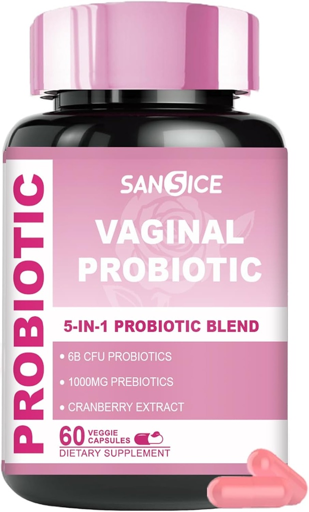 emätinprobiootit Supplement for Women, 70mg Female V-Probiootti Blend(6B PMY), Lactobacillus with Prebiootti & Cranberry Extract for Vaginal Odor, pH Balance, Organic Prebiootti Supplement(60 kapselia)