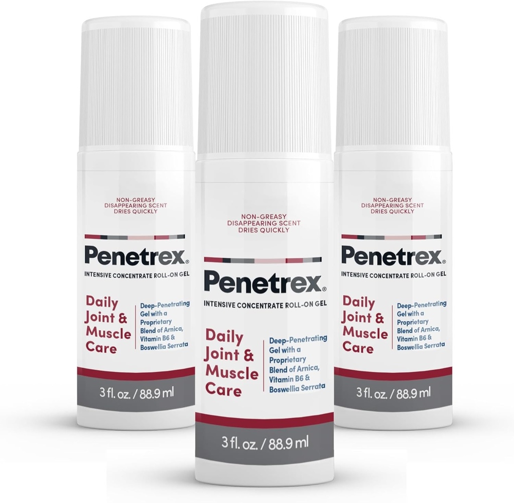 Penetrex Joint & Muscle Therapy - Soothing Gel for Back, Neck, Hands, Feet - Premium Whole Body Rub med Arnica, Vitamin B6 & MSM - 3oz Roll On Gel (3-Pack)