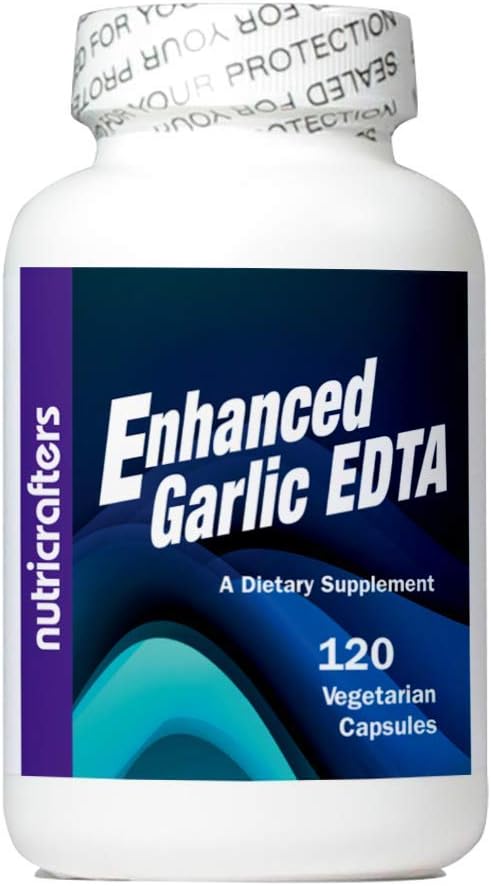 Tehostettu valkosipuli EDTA 120 kapselia - 1000 mg Korkea teho Kalsium Dinatrium EDTA Formula - Ei magnesium sterate tai alumiinia sisältävät Zeoliitti - 1 pullo 120 kapselia