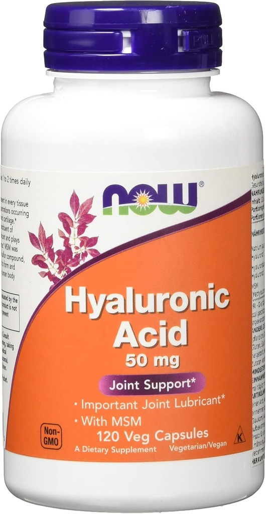 Nyt elintarvikkeet - Hyaluronihappoa MSM 50 mg. - 120 kasvissyöjä kapselit