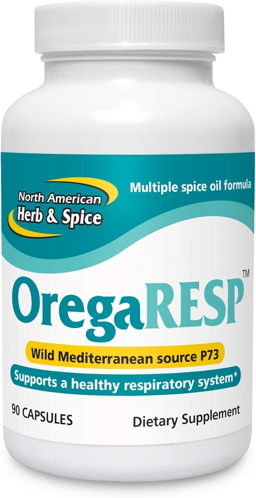 North American Herb & Spice OregaResp - 90 Kasviskapselit - Immuno- ja hengitysteiden terveys - Cumin, Salvia, Oregano Oil - turvallinen lapsille ja lemmikeille, ei GMO - 90 Yhteensä