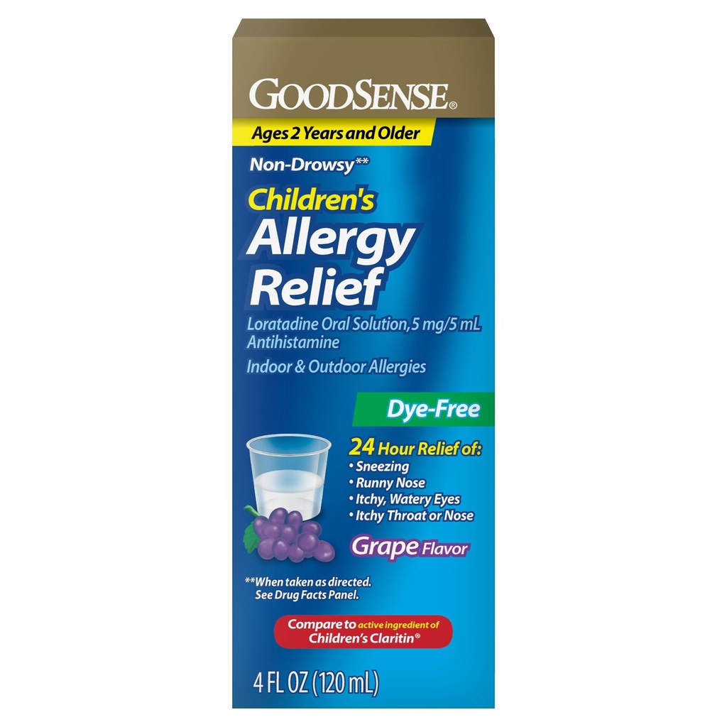 GoodSense Children's Allergia Relief - Loratadine Oral Solution - Rypälemaku - 24-tunnin non-Drowsy Antihistamiini, 4 Fl Oz