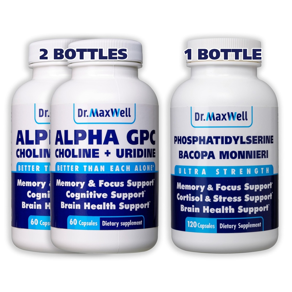 Alpha GPC & Uridine 2X 60 kapslar + Phosphatidylserine & Bacopa 1x 120 kapslar, 2 månaders leverans