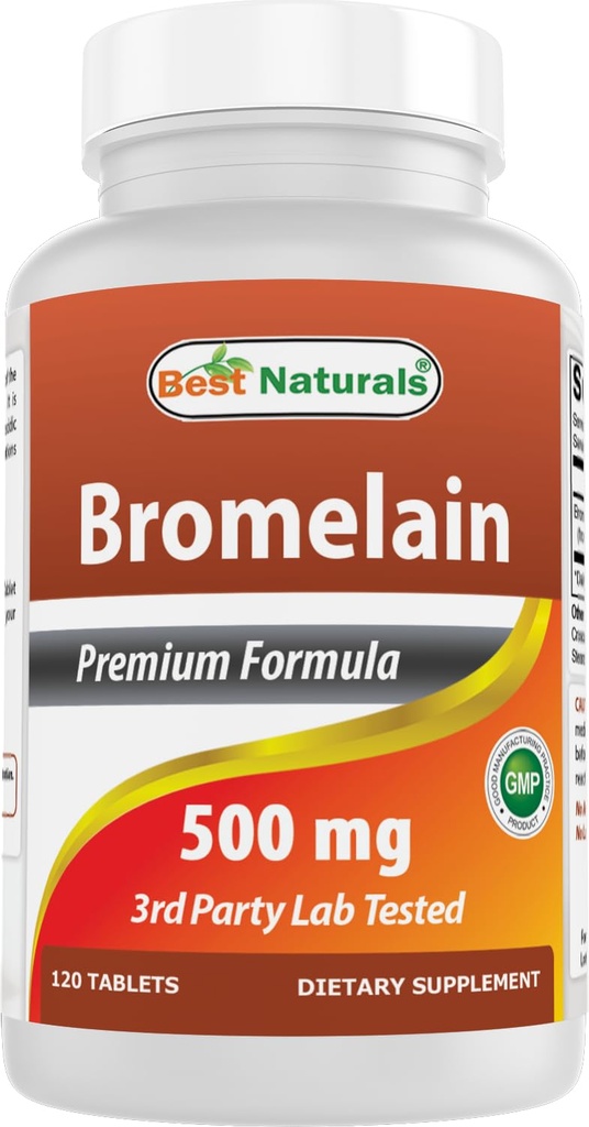 Best Naturals Bromelain Proteolyyttiset Dgestive Enzymes lisäravinteet, 500 mg, 120 tablettia - Tukee terveellistä digestiota, Yhteinen terveys, ravintoaineiden imeytymistä