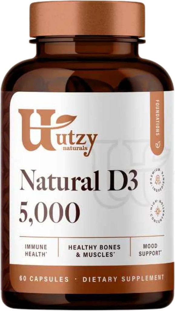 Utzy Naturals D3 5 000 IU D- vitamiini kolekalsiferoli 