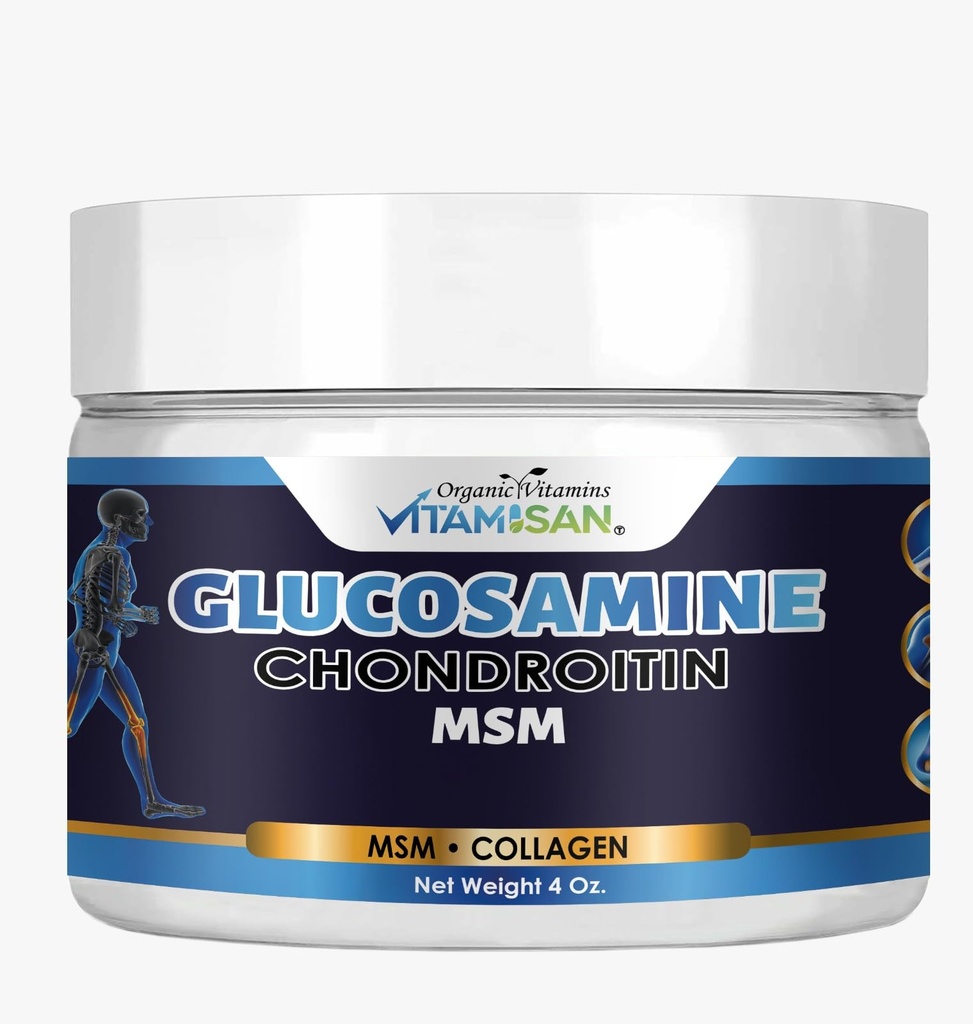 VITAMISAN Premium Organic Glucosamine & Chondroitin Cream med MSM, Arnica, & Collagen