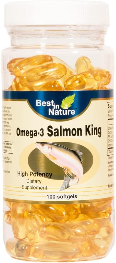 Omega-3 Salmon King Fish Oil 1000mg 100softgels - hög Potens EPA / DHA. Omega-3 Fettsyror
