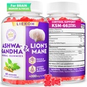 Ashwagandha Gummies - Organic Ashwagandha & Lions Mane Gummies for Adults with 4 Adaptogenic Herb for Stress, Cognitive & Immuno Support