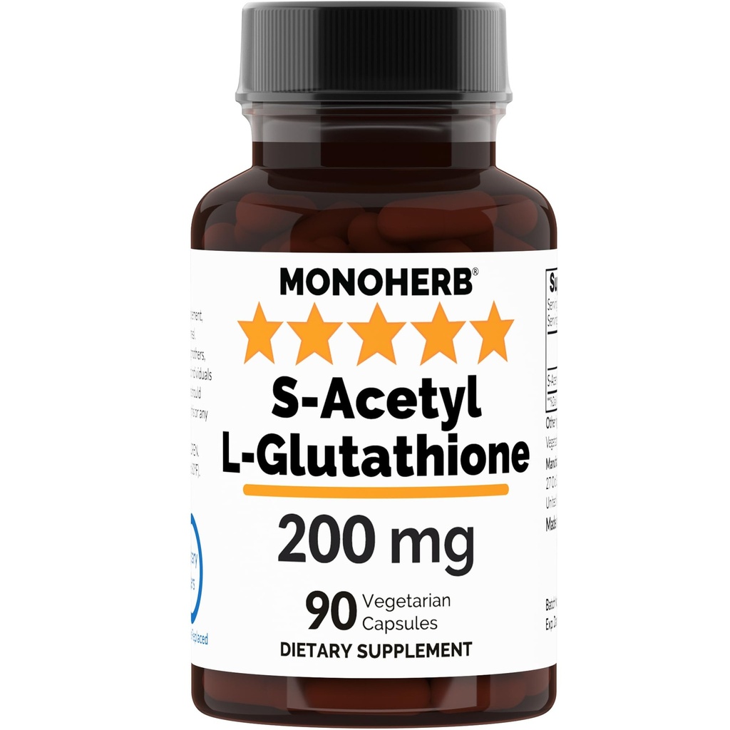 MONOHERB S-asetyyli L-glutationi 200 mg - 90 kasvissyöjäkapselia