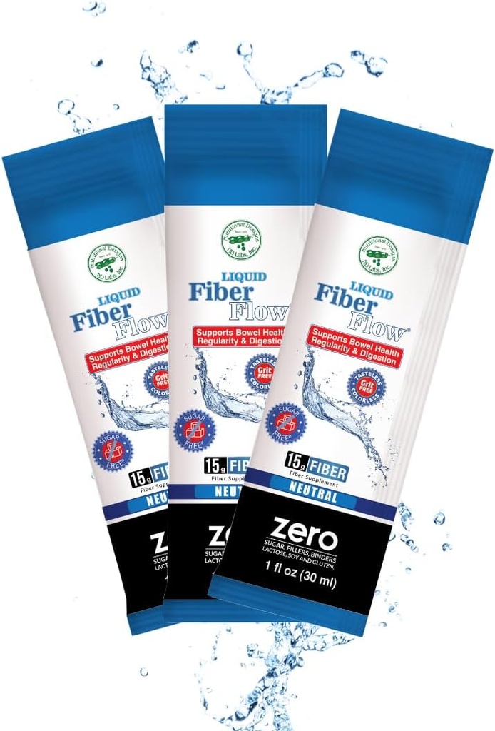 Ravintosisältö Designs Nestemäinen kuitu Flow Sugar-vapaa Prebiootti Inulin Fiber Supplement, Kaikki Natural Bowel Säännöllisyys Drink for Terveellinen Suolistotasapaino, 100 Packets