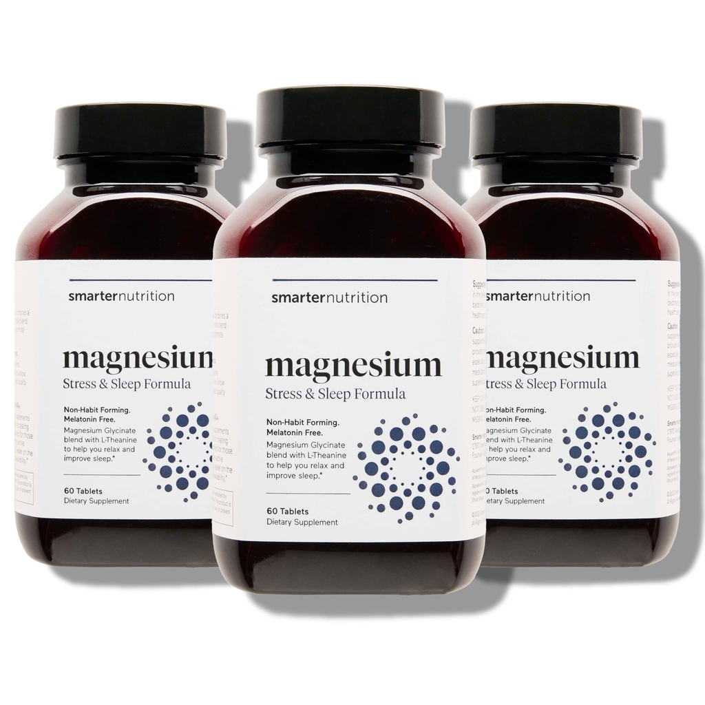 Smartter Nutrition Magnesium Complex - kelated magnesium Glycinate + Citrate, Malaatti unilääke, rentoutuminen, lihakset ja hermot + kliinisesti todistettu L-Theanine, ei-GMO-180 tabletti[90-päivä toimitus]