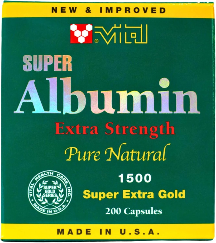 Uusi & Parannettu Super Albumin Gold Extra Strenth 1500 mg 200 kapselia