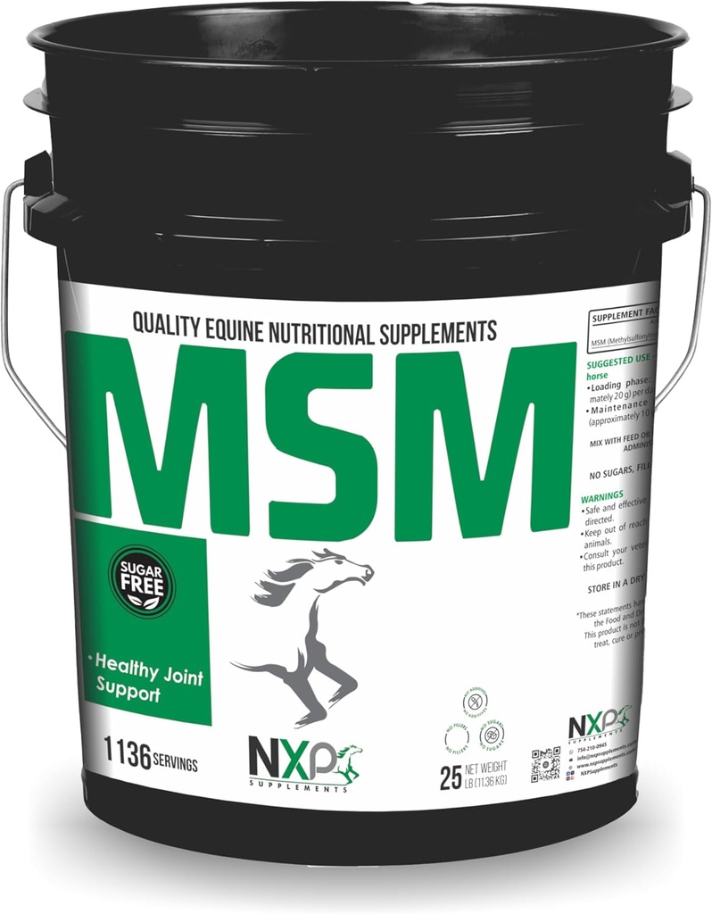 MSM (Metyylisulfonyylimetaani) - hevosten yhteinen terveys, mukavuus, liikkuvuus ja tuki täydentää hevosia - 25 lb (1136 tarjoilua)