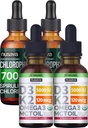 NUSAVA Strawberry Flavored D3 K2 Drops and klorofylli Liquid Drops Bundle - Potent Liquid Vitamiines for Heart, Joint, Energy, & Immuuni tuki - ei-GMO, Gluteeniton, 2pk Each