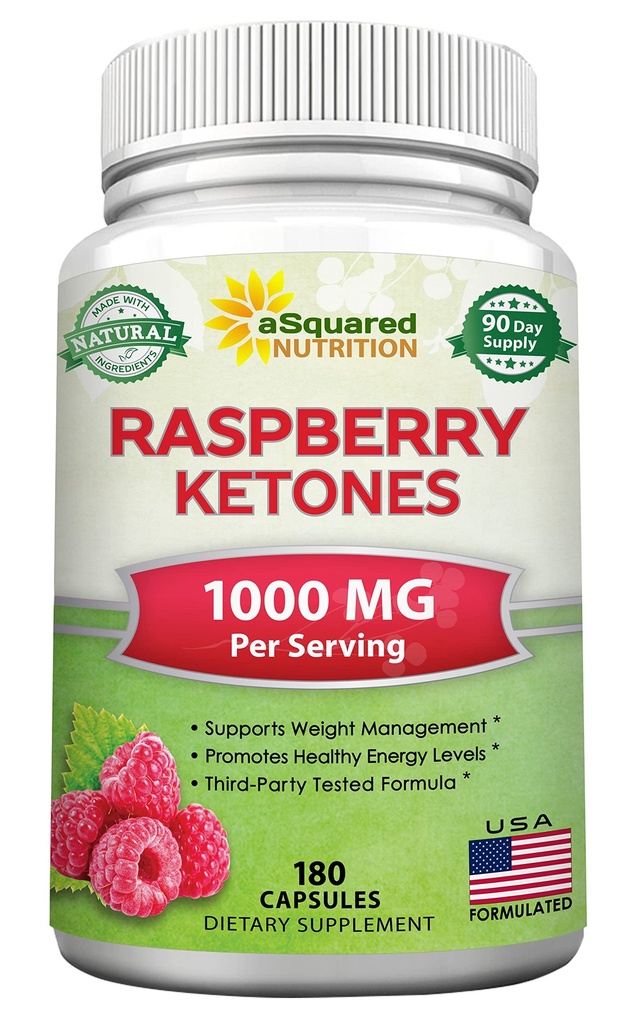 aSquared Nutrition Natural Raspberry Ketones 1000mg-180 kapselit-Paino tappio täydentää, Max Strength Plus ruokahalua Suppressant ruokavalio pillereitä, Premium Lean Health Powder lisätä puhdasta energiaa ja aineenvaihduntaa