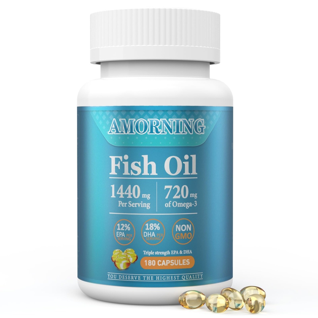 Fish-Oil Omega3-Fatty Acids-Supplement Small-Softgels - 180Count 1440mg terveen sydämen aivojen tuki Korkea EPA DHA Helppo niellä