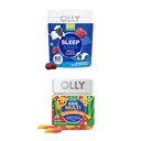 OLLY Kids Sleep Gummy, Melatonin, L Theanine, Chamomile, 60 Count och Kids Multivitamin Gummy Worms, Vitaminer A C D E Bs Zink, 70 Count