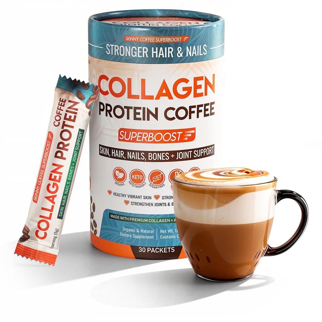 Collagen Proteiini Kahvi Peptides Powder Parempi keskittyä, energia, digestio, turvotus ja immuniteetti naisille ja miehille Tuet Hehkuva iho, hiukset, kynnet, iho, luut ja yhteinen terveys