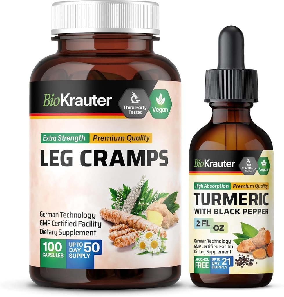 Jalkakramps 100 kapselia & kurkuma Tincture 2 Fl. Oz.