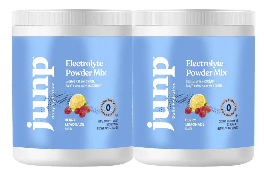 JUNP Electrolytes Powder No Sugar No Carbs - Fresh Berry Lemonade Keto Drink Mix - Potassium & Salt Electrolyte Hydration Powder Zero Calorie Sugar Free Electrolyte Powder, 90 Servings (Pack of 2)