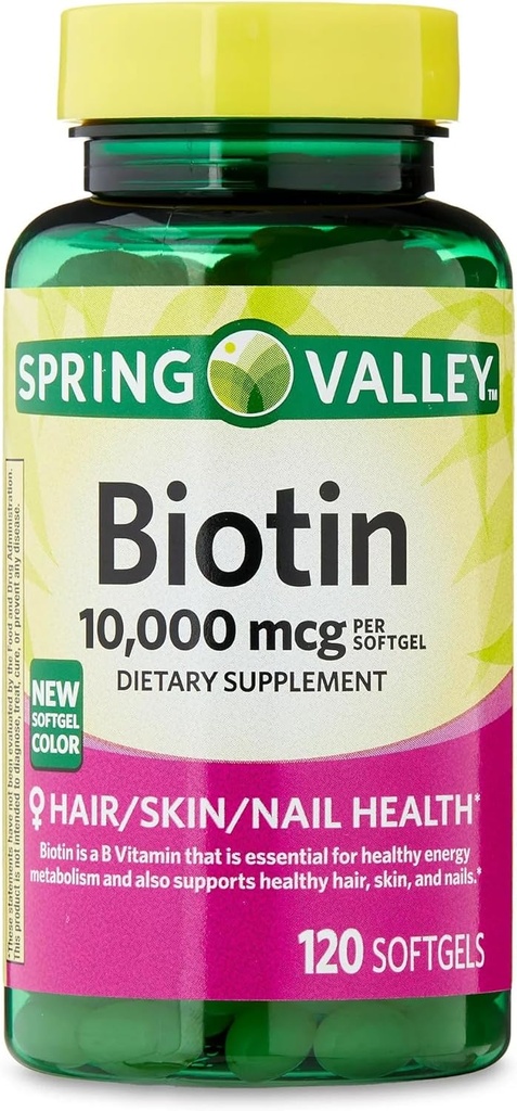ikj Biotin Hair/Skin/Nails Health Dietary Supplement Softgels, 10 000 mcg, 120 greve