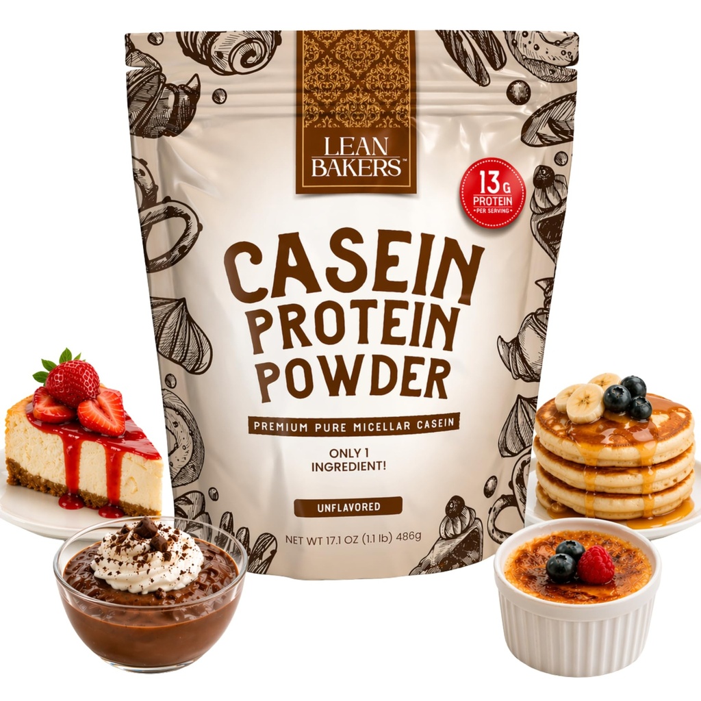 Casein Protein Powder, Pure Micellar Casein, Gluten Free, för Baking High Protein Low Calorie Snacks, inga sötningsmedel, 1.1lb