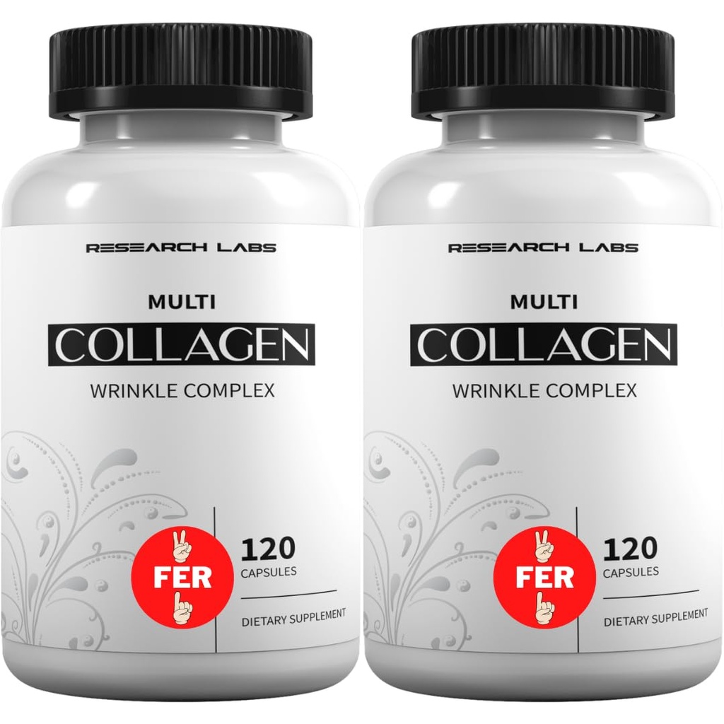 Tutkimus Labs 2 for 1 Promo 240 Collagen pillereitä - 6000 mg per päivä. Grass Fed anti-aging tuki ihon, nivelet, tendons, luut, hiukset ja kynnet. Paleo Friendly. Collagen Peptides Powder Supplement...