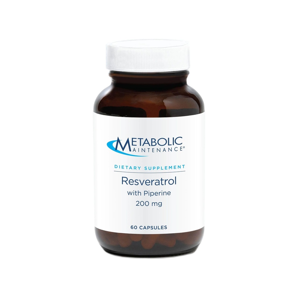 Metabolic Maintenance Resveratrol med Piperine - Trans Resveratrol Supplement Capsules för antioxidant + kardiovaskulärt stöd, inga fillers, 200mg Trans-Resveratrol Per Dos - 60 kapslar