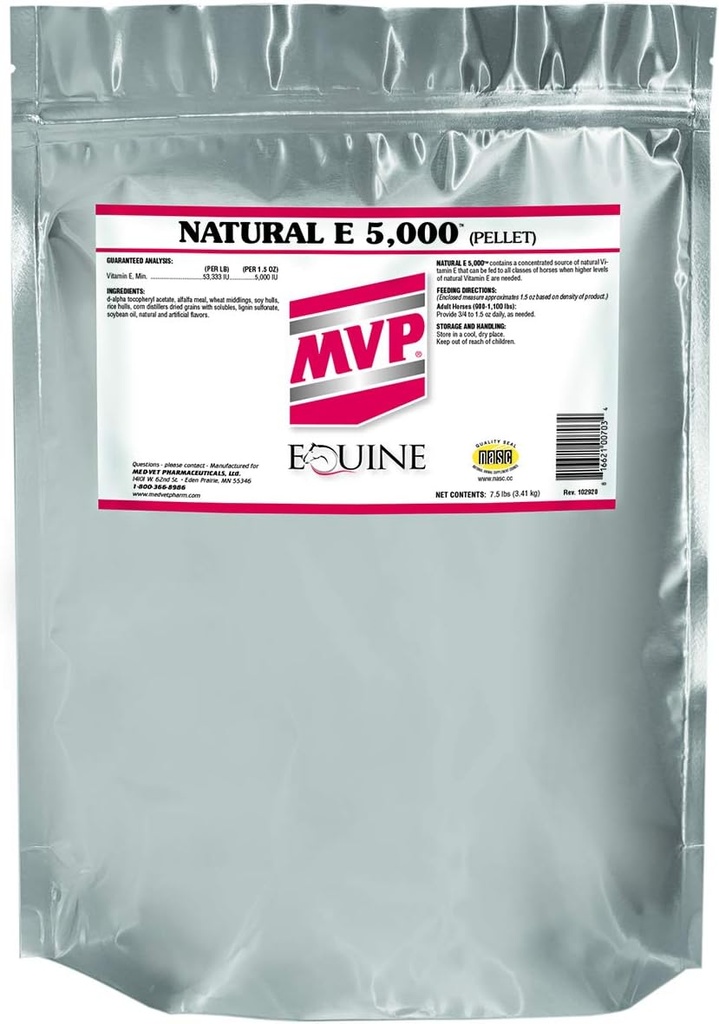 Luonnollinen E 5 000 (7,5 lb) Luonnollinen muoto E-vitamiinia parempaan hyötyosuuteen hevosille