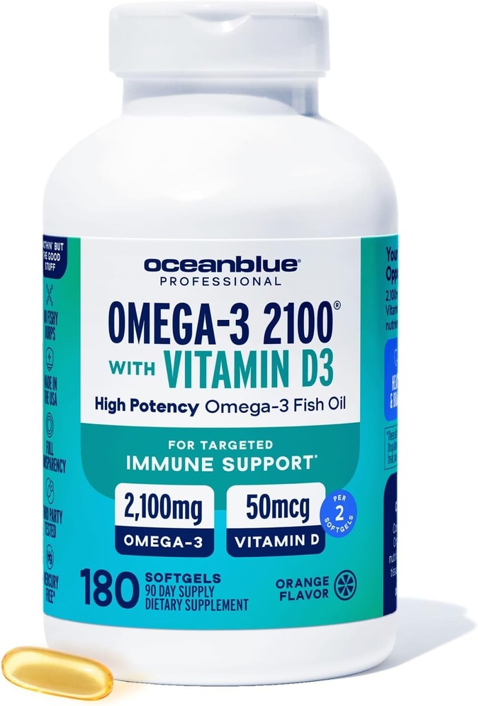 Oceanblue Professional Fish Oil D3-vitamiinilla ... Triple Strength 2100mg Omega 3 DPA EPA DHA ...