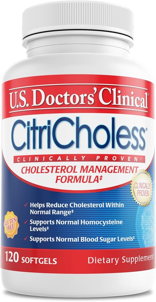 U.S. Lääkärit. Clinical CitriCholess® Kliinisesti todistettu Cholesterol täydentää Bergamonte Citrus Extract & C-vitamiini tukea terveitä kolesterolitasoja (120 Softgels 2 kuukauden tarjonta)