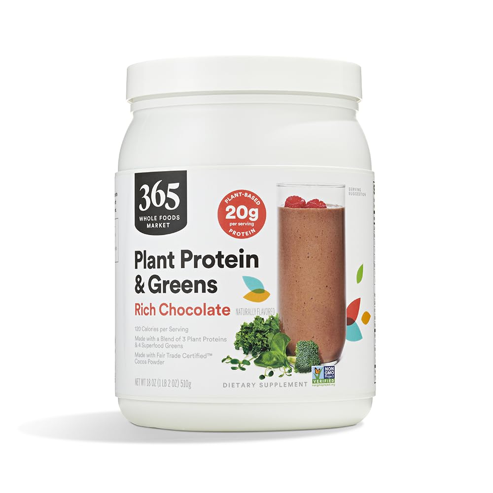 Hela livsmedelsmarknaden, växtprotein & gröna, rik choklad, 18 oz