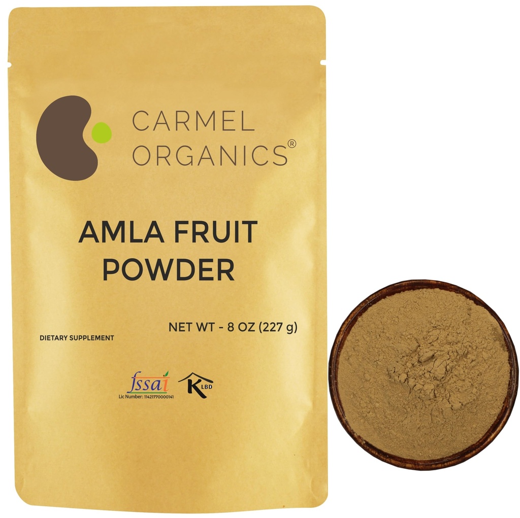 CARMEL ORGAANISET ORGAANISET TUOTTEET Amla/Amlaki (Emblica officinalis) Fruit Powder (8 ounces) for hius-, iho- ja wellness