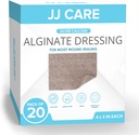 JJ CARE Silver Calcium Alginate Wound Dressing (Pack of 20) 4x5, Silver Alginate Wound Dressing Individually Packed, Högt Absorbent Non-Adherent Bandages för Wound Care