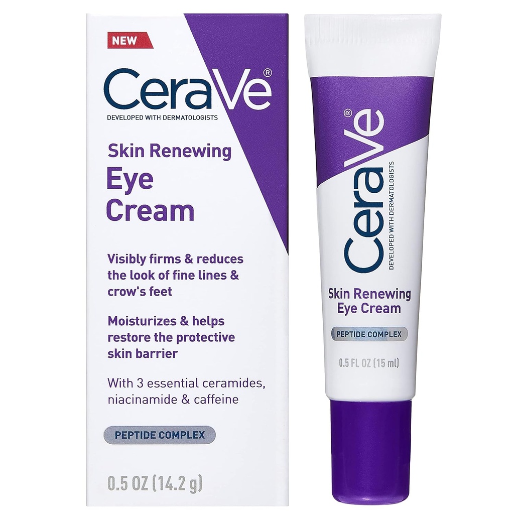 CeraVe ihon renewing Eye Cream for ryppyjä, Under Eye Cream with Peptides + Kofeiini + Niacinamide, for ryppyjä & varis jalat, Paraben vapaa & Opthalmologist Testattu