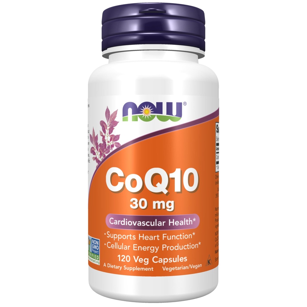 Now Foods Supplements, CoQ10 30 mg, Pharmaceutical Grade, All-Trans Form tuotettu Fermentation, 120 Veg Kapselit