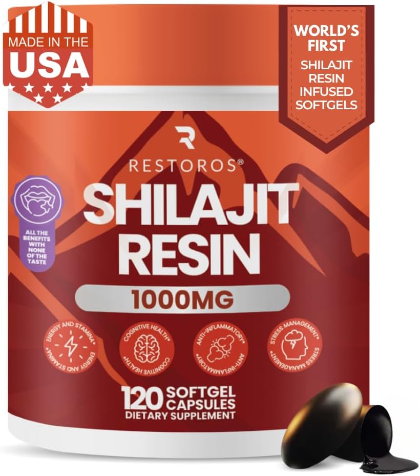 Världens första Shilajit Pure Resin Softgels | Himalayan Shilajit Supplement | Purer Than Powdered Capsules & No Bad Taste | Made & Lab-Tested i USA | GMP-Certified | 1000mg, 120 kapslar