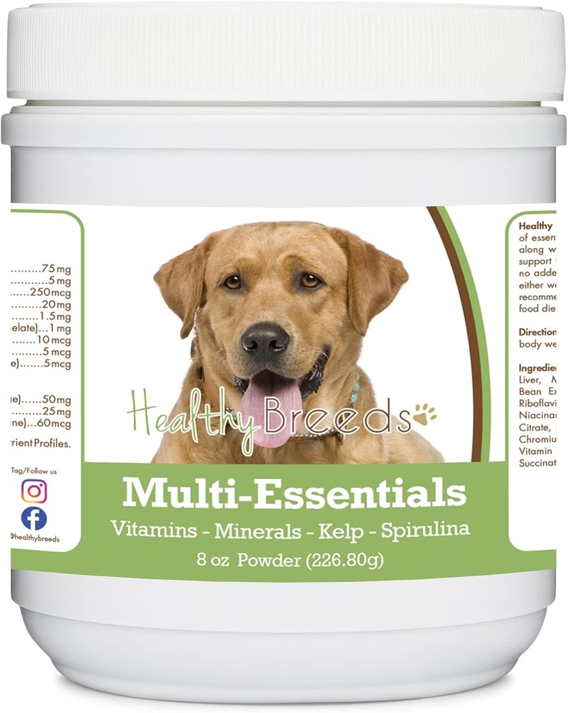 Friska raser Labrador Retriever, gyllene, multi-Essentials pulver för hundar - ett idealiskt tillskott av vitaminer, mineraler och antioxidanter för din hund - 8 oz