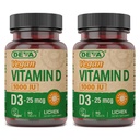 Deva Vegaani D3-vitamiinin täydennysosa - kerran päivässä 1000 IU:n tabletti - kolekalsiferoli - Lichen Plant Derived - 90 pientä tablettia, 2-pakkaus